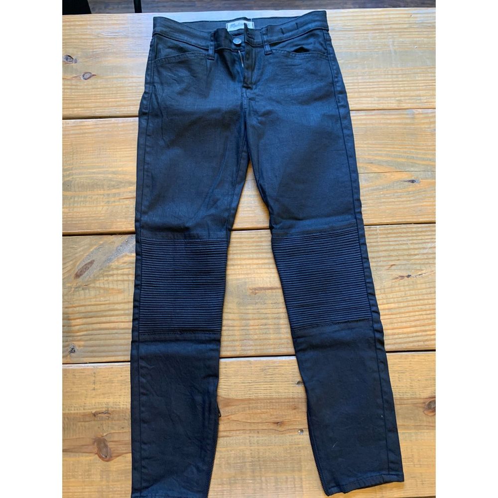 Madewell Womens Size 27 Jeans Skinny Skinny Moto Waxed High Rise Dark Wash Black